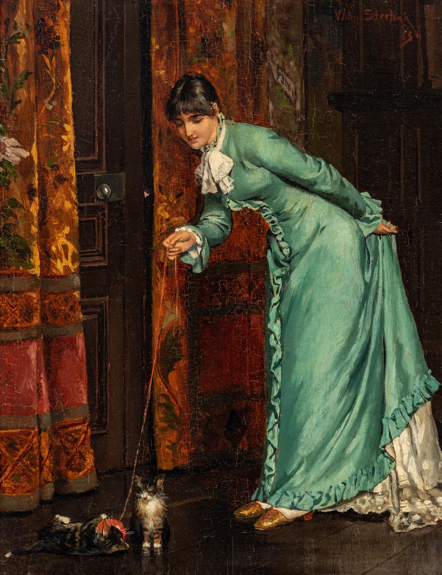 Woman Playing with Kittens