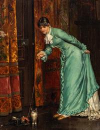Woman Playing with Kittens