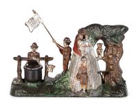 A J. and E. Stevens 'Boy Scout Camp' Cast Iron Mechanical Bank