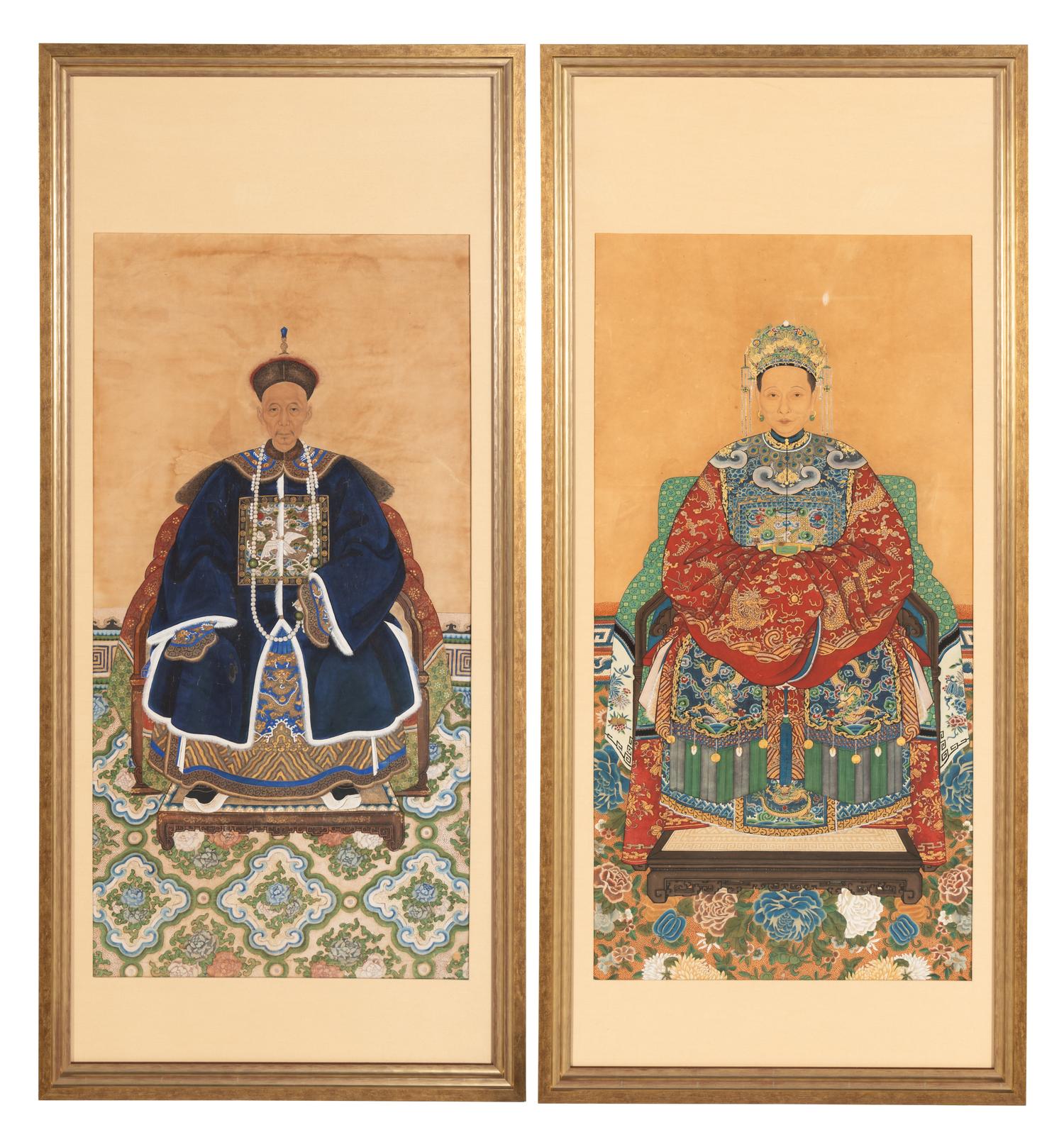 A Pair of Chinese Ancestral Portraits