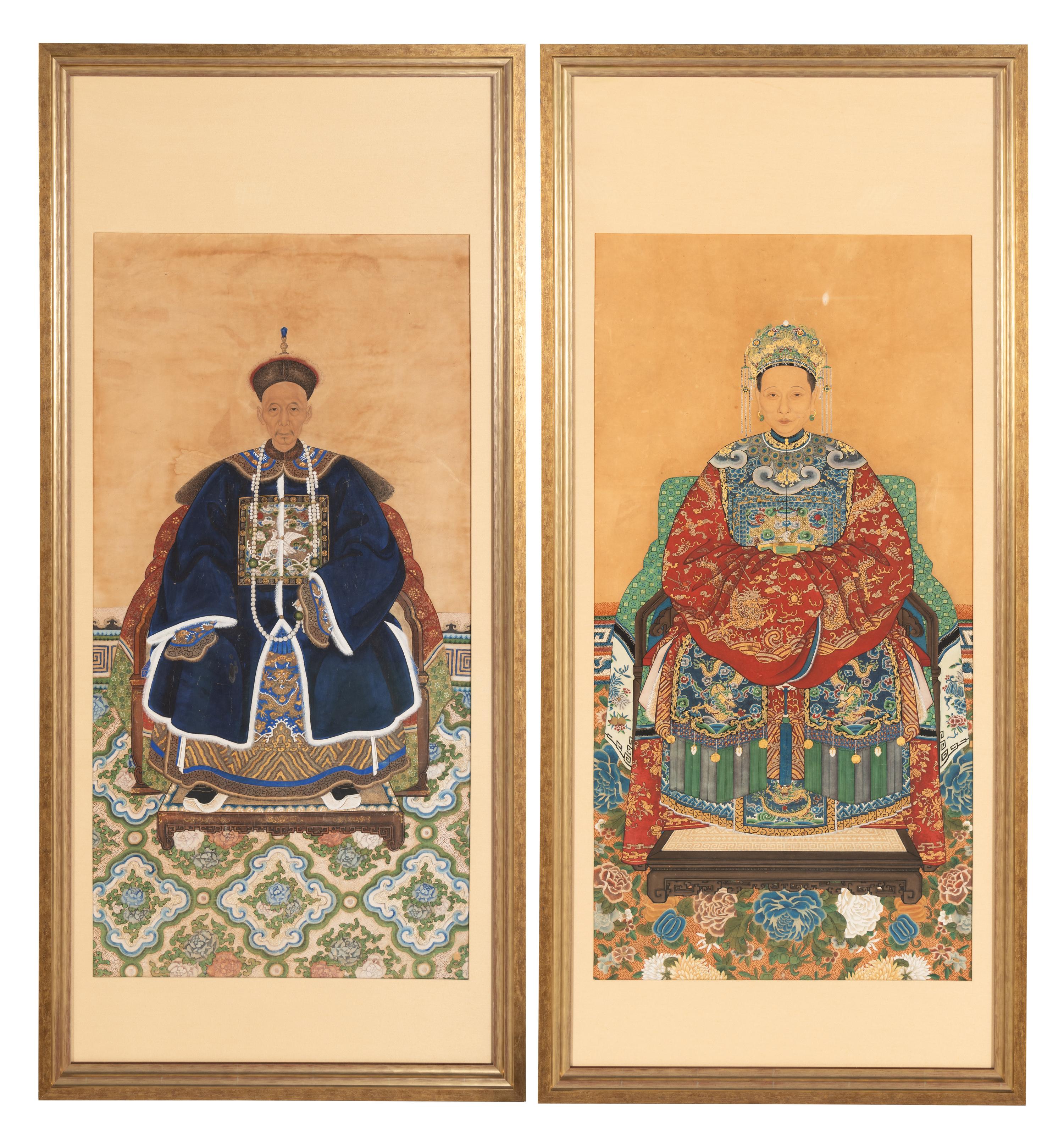 A Pair of Chinese Ancestral Portraits