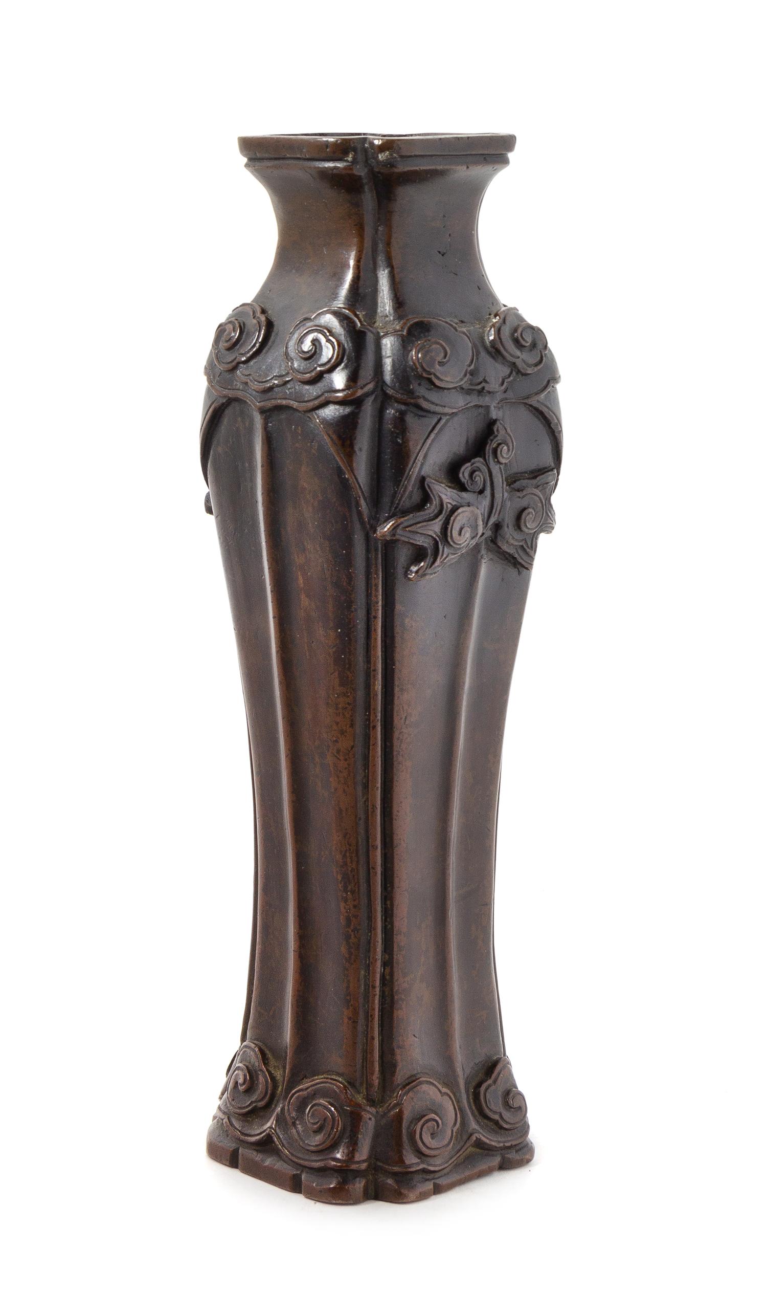 A Bronze Lobed Quatrefoil Baluster Vase Height 11 1/8 inches. — MING DYNASTY, 16TH/17TH CENTURY