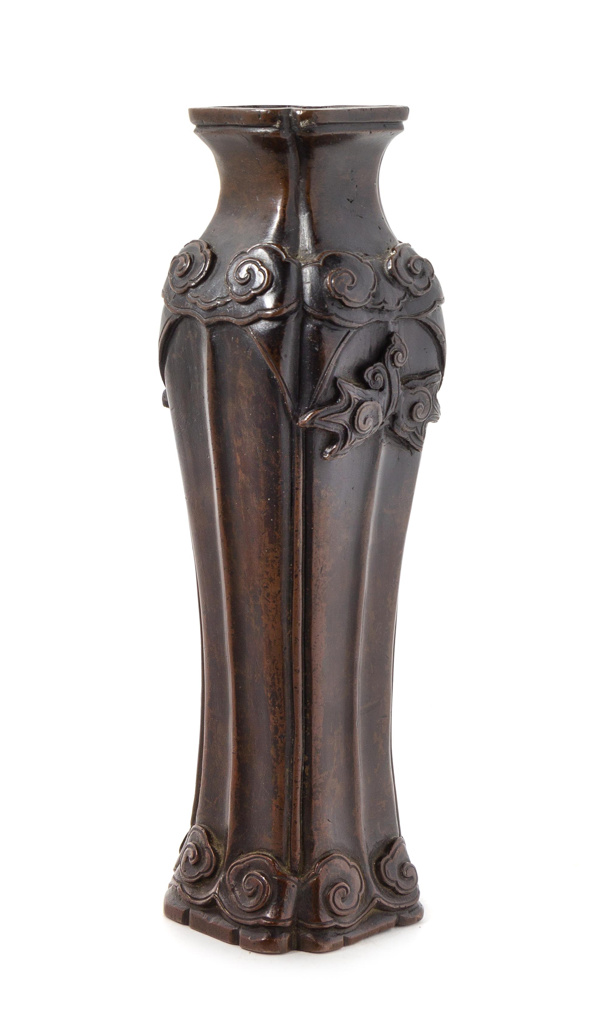 A Bronze Lobed Quatrefoil Baluster Vase Height 11 1/8 inches. — MING DYNASTY, 16TH/17TH CENTURY