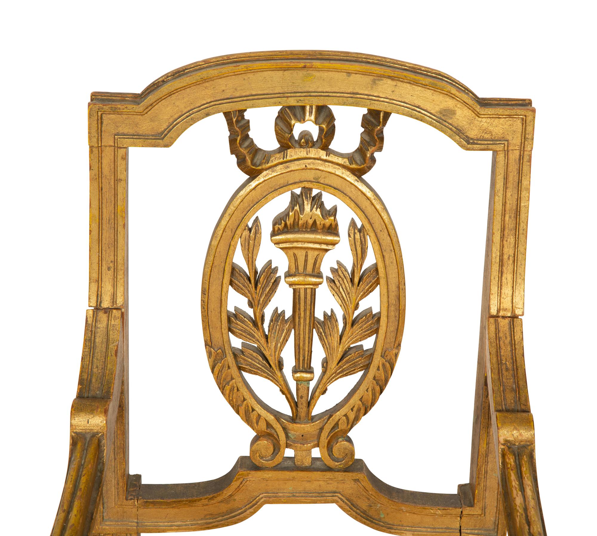 A Louis XVI Style Giltwood Child's Armchair