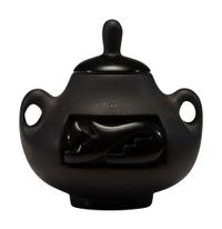 Carved Blackware Lidded Pottery Jar