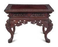 A Japanese Export Carved Hardwood Table