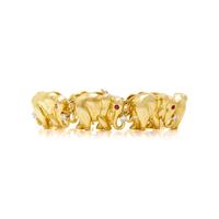 YELLOW GOLD, DIAMOND AND RUBY ELEPHANT BRACELET