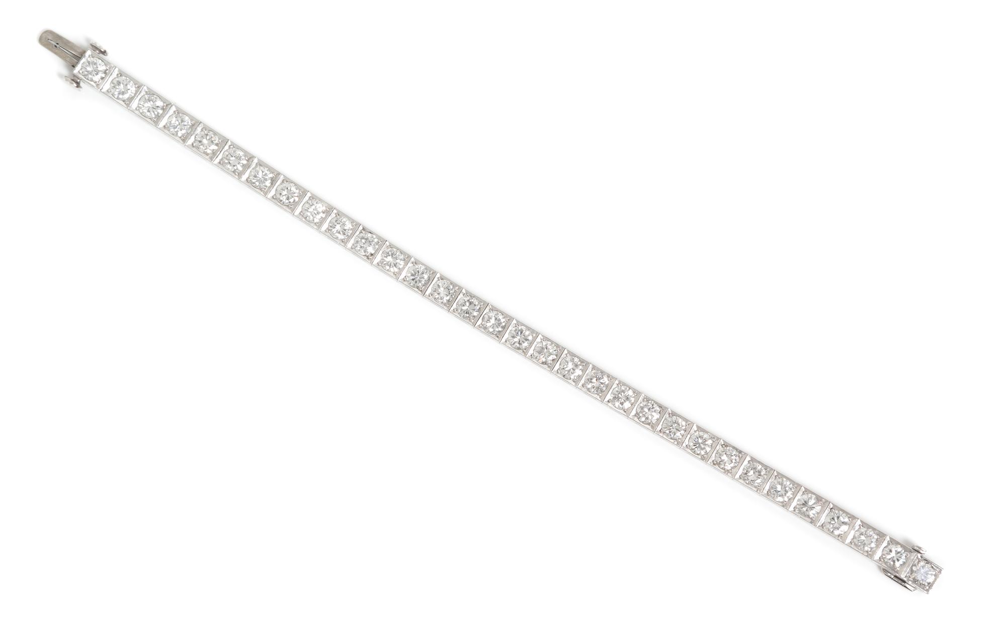 A Platinum and Diamond Line Bracelet, 15.50 dwts.