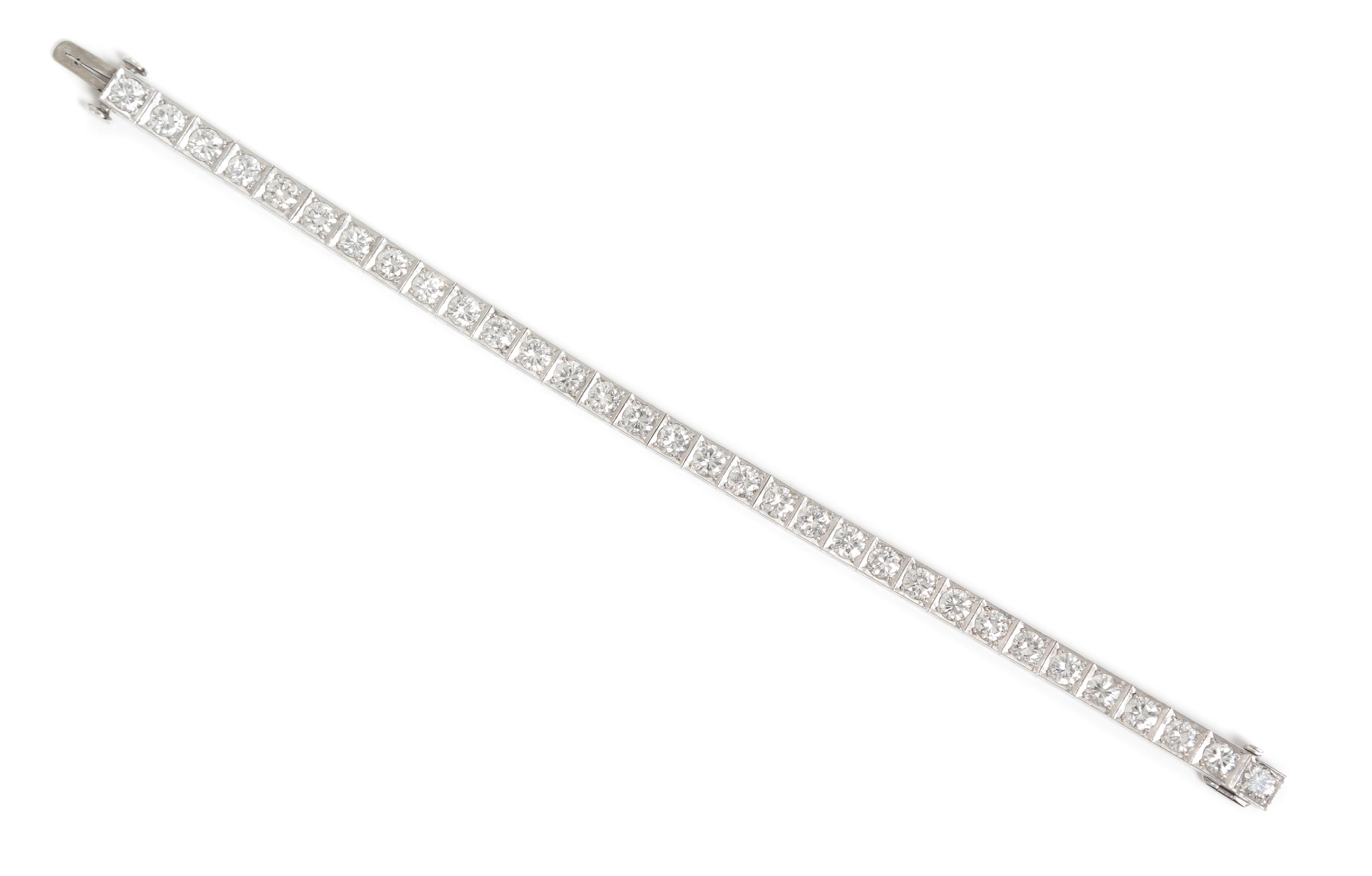 A Platinum and Diamond Line Bracelet, 15.50 dwts.