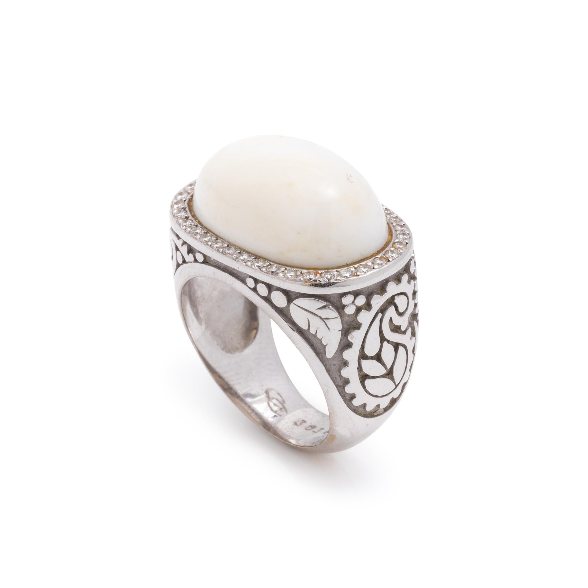 WHITE CORAL AND DIAMOND RING