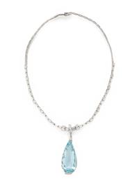 AQUAMARINE AND DIAMOND NECKLACE