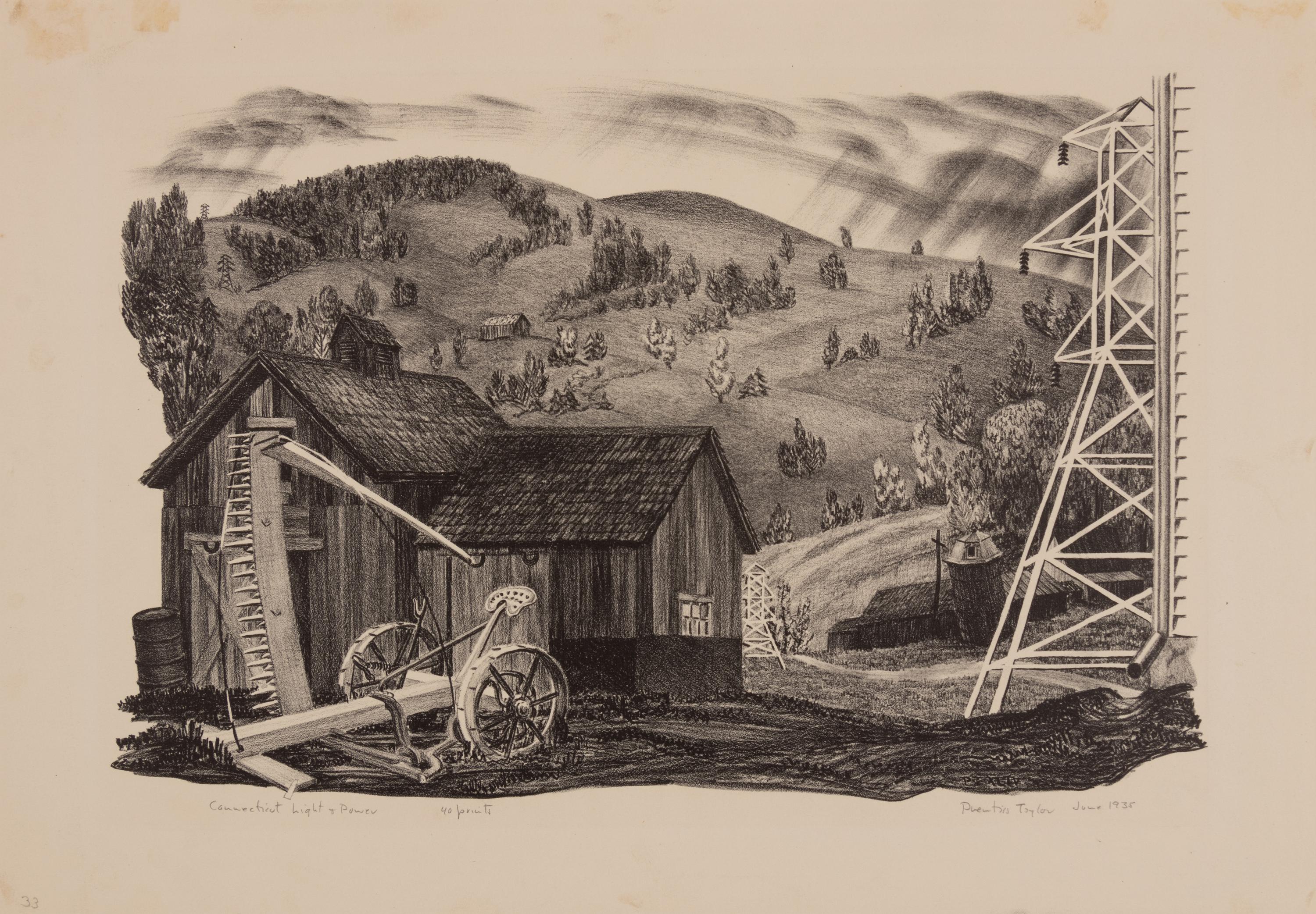 A group of four prints ( Connecticut Light and Power; From Rosslyn to Georgetown; New Hampshire Barn; Xochimilco Cinco de Mayo )