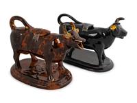 Two Rockingham Glazed Cow-Form Ceramic Creamers — 20TH CENTURY