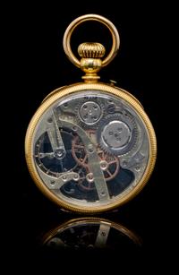 An 18 Karat Yellow Gold Skeletonized Pocket Watch,