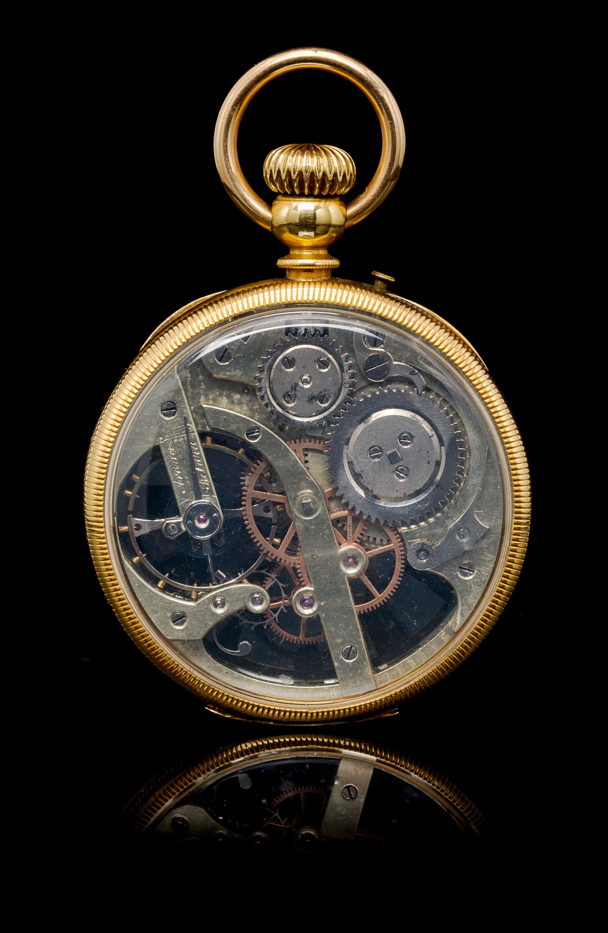 An 18 Karat Yellow Gold Skeletonized Pocket Watch,