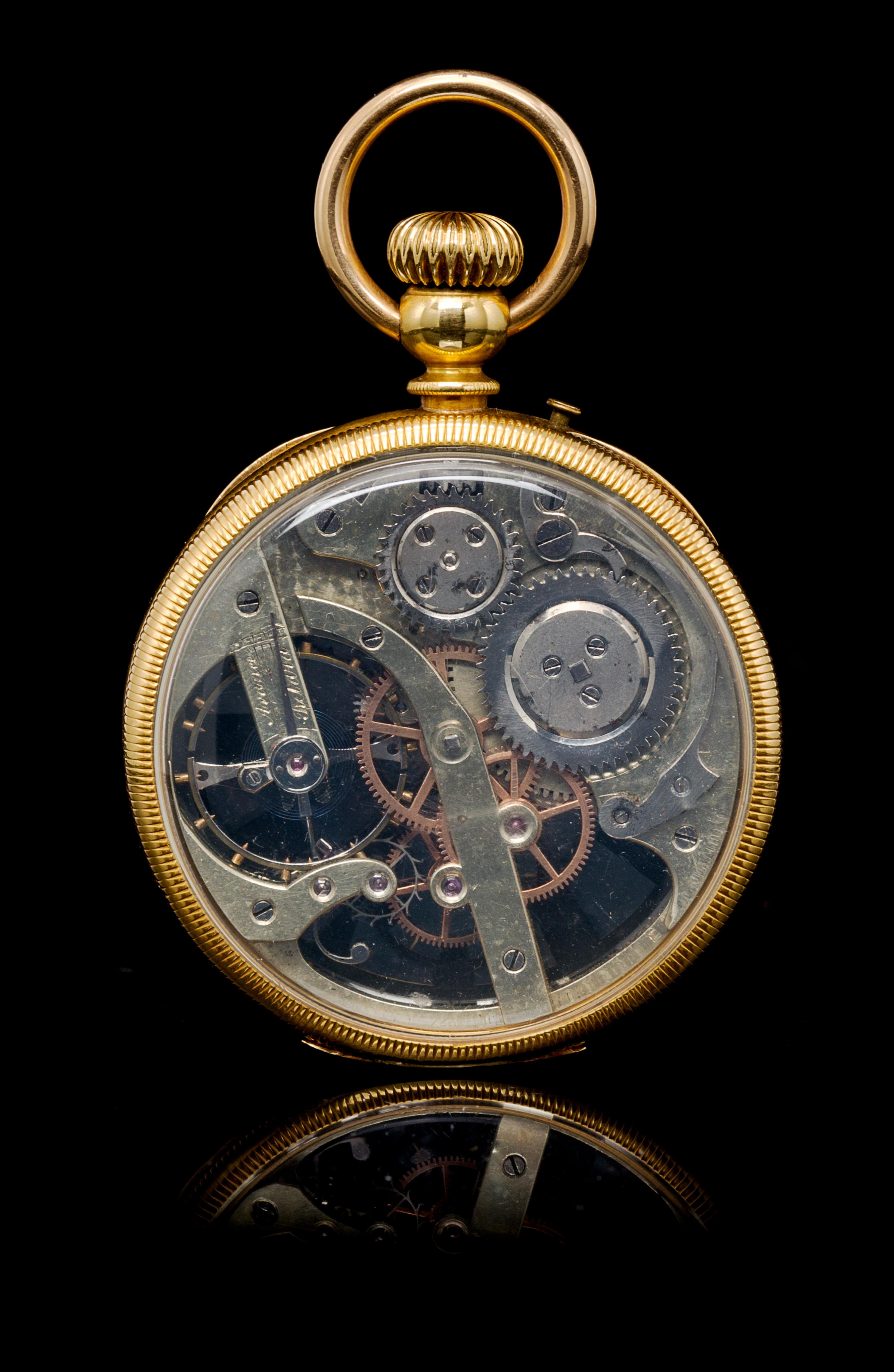 An 18 Karat Yellow Gold Skeletonized Pocket Watch,