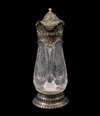 An American Silver Mounted Cut Glass Claret Jug