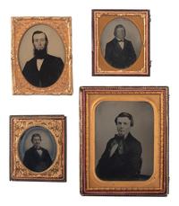 [EARLY PHOTOGRAPHY]. A group of 13 ambrotype and tintype portraits of distinguished gentlemen, highlighted by 5 quarter plate ruby ambrotypes of businessmen presumably representing the same firm.