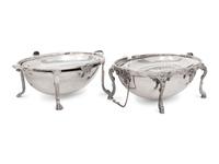 A Pair of Silver-Plate Sauce Tureens and Two Silver-Plate Warmers