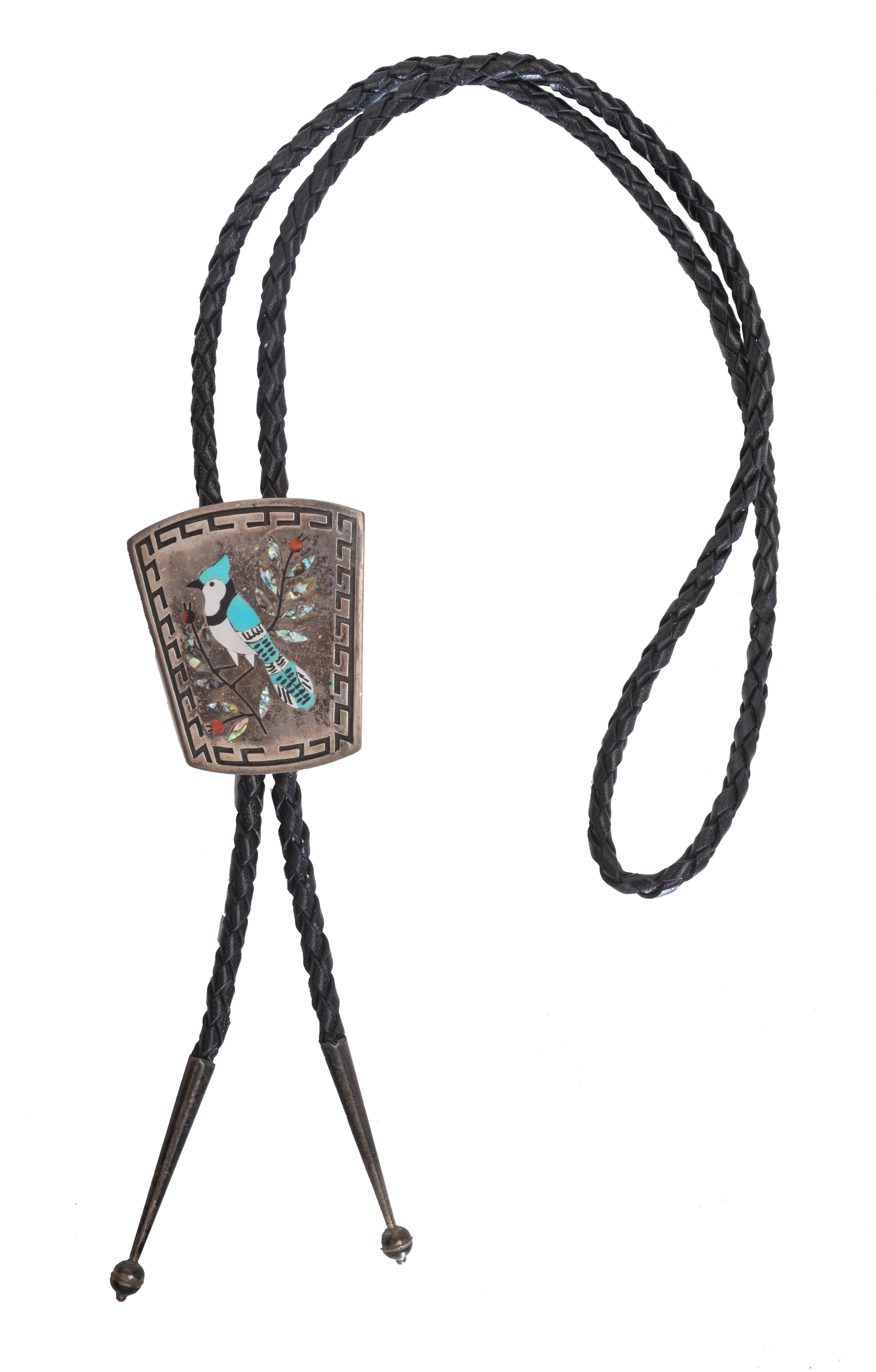 Silver and Mosaic Inlay Bolo Ties Lot is located and will ship from Denver, Colorado.