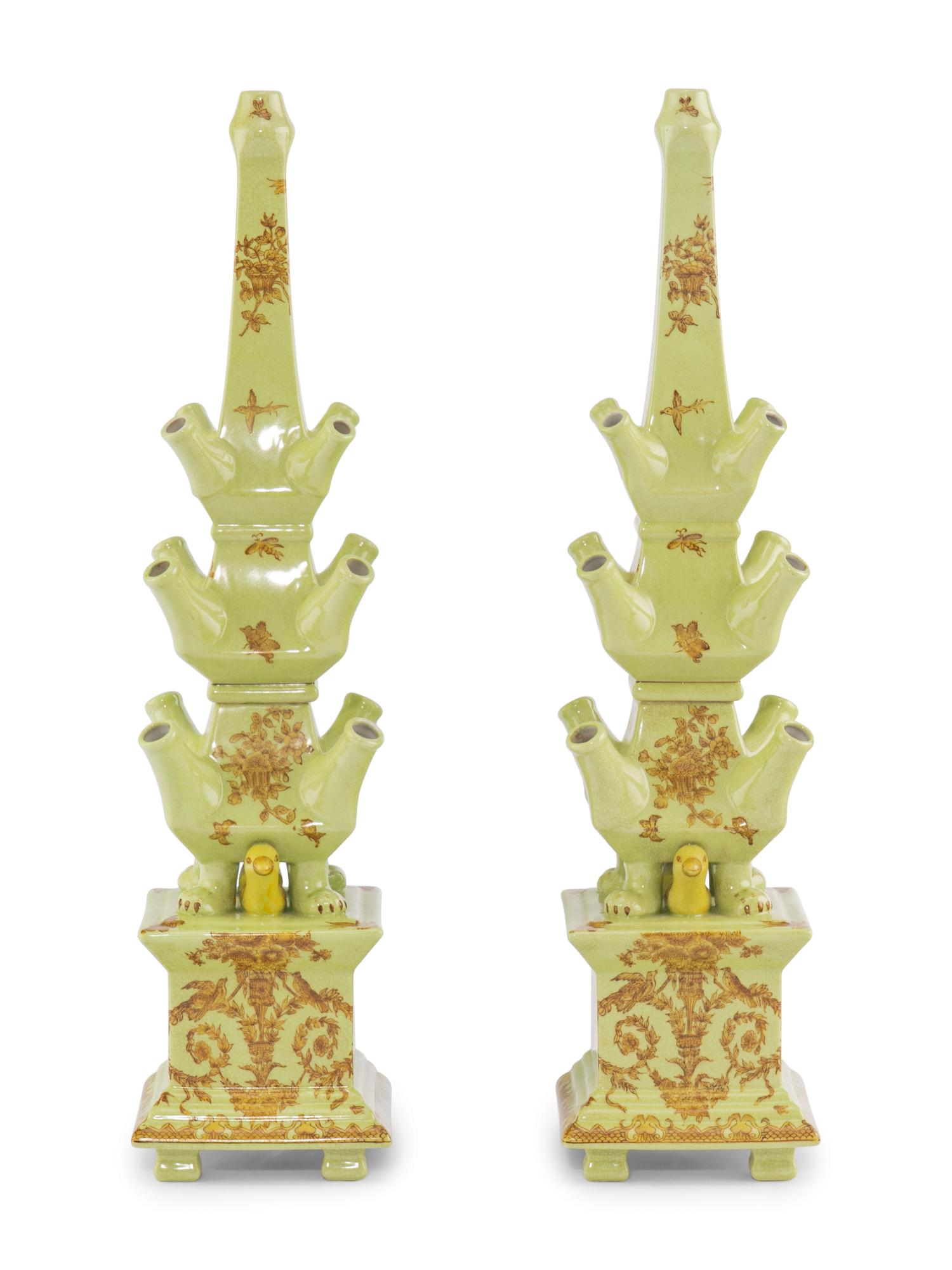 A Pair of Faience Tulipières