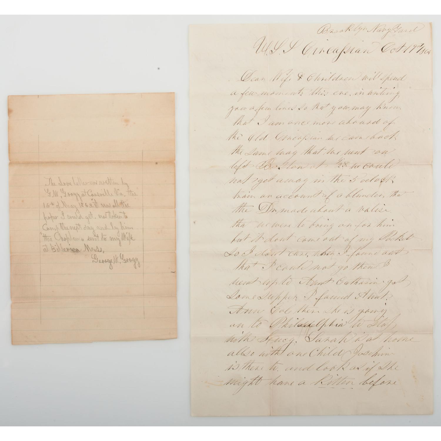 Civil War Hand-Drawn Map of the Siege of Suffolk, Virginia, Owned by Private William Gragg, 6th Massachusetts Infantry, With War-Date Correspondence