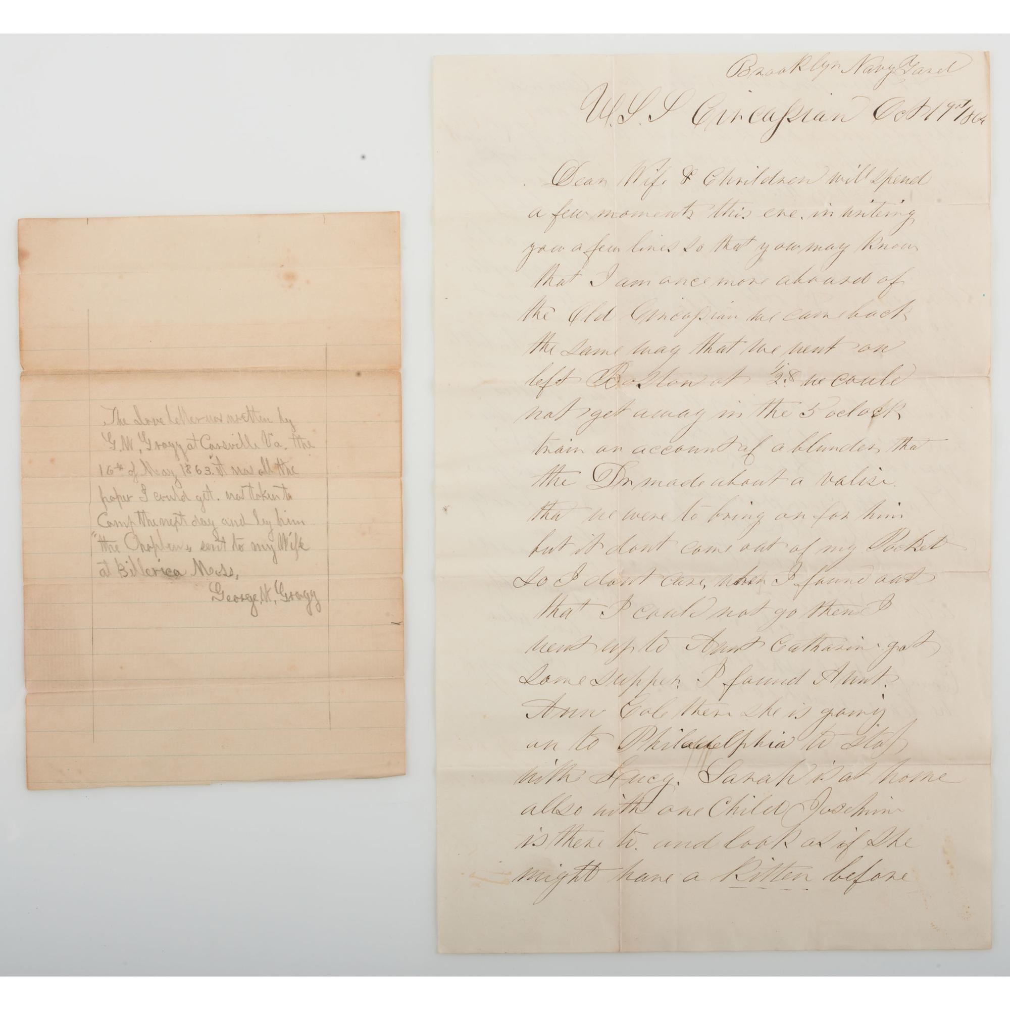 Civil War Hand-Drawn Map of the Siege of Suffolk, Virginia, Owned by Private William Gragg, 6th Massachusetts Infantry, With War-Date Correspondence