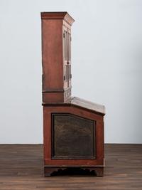 A Country Red and Grain Paint Decorated General Store Dry Goods Storage Cupboard