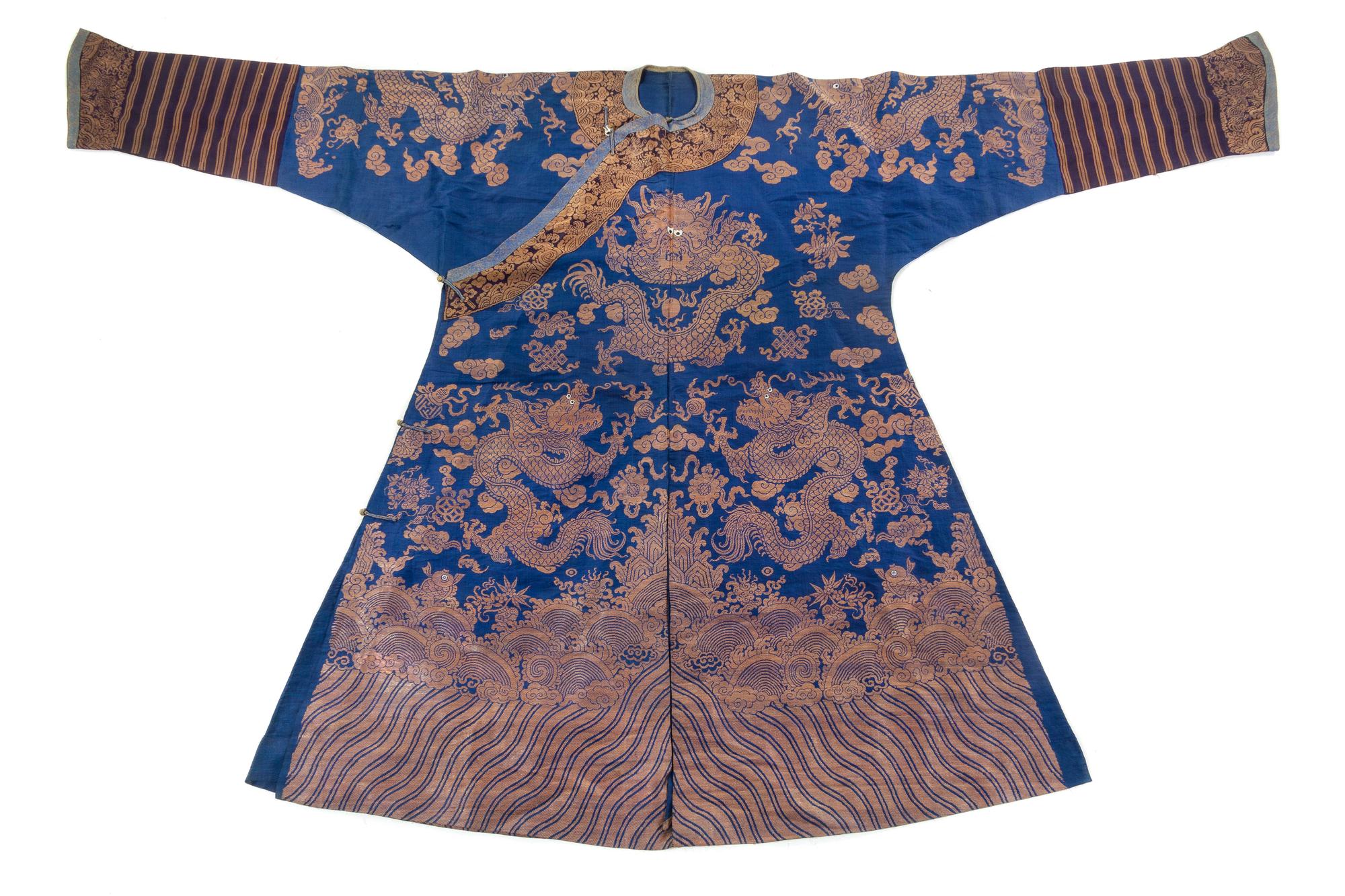 A Blue Ground Silk Dragon Robe