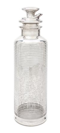 A Silver Overlay Glass Cocktail Server Height 13 7/8 inches.