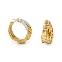 YELLOW GOLD AND DIAMOND HOOP EARRINGS