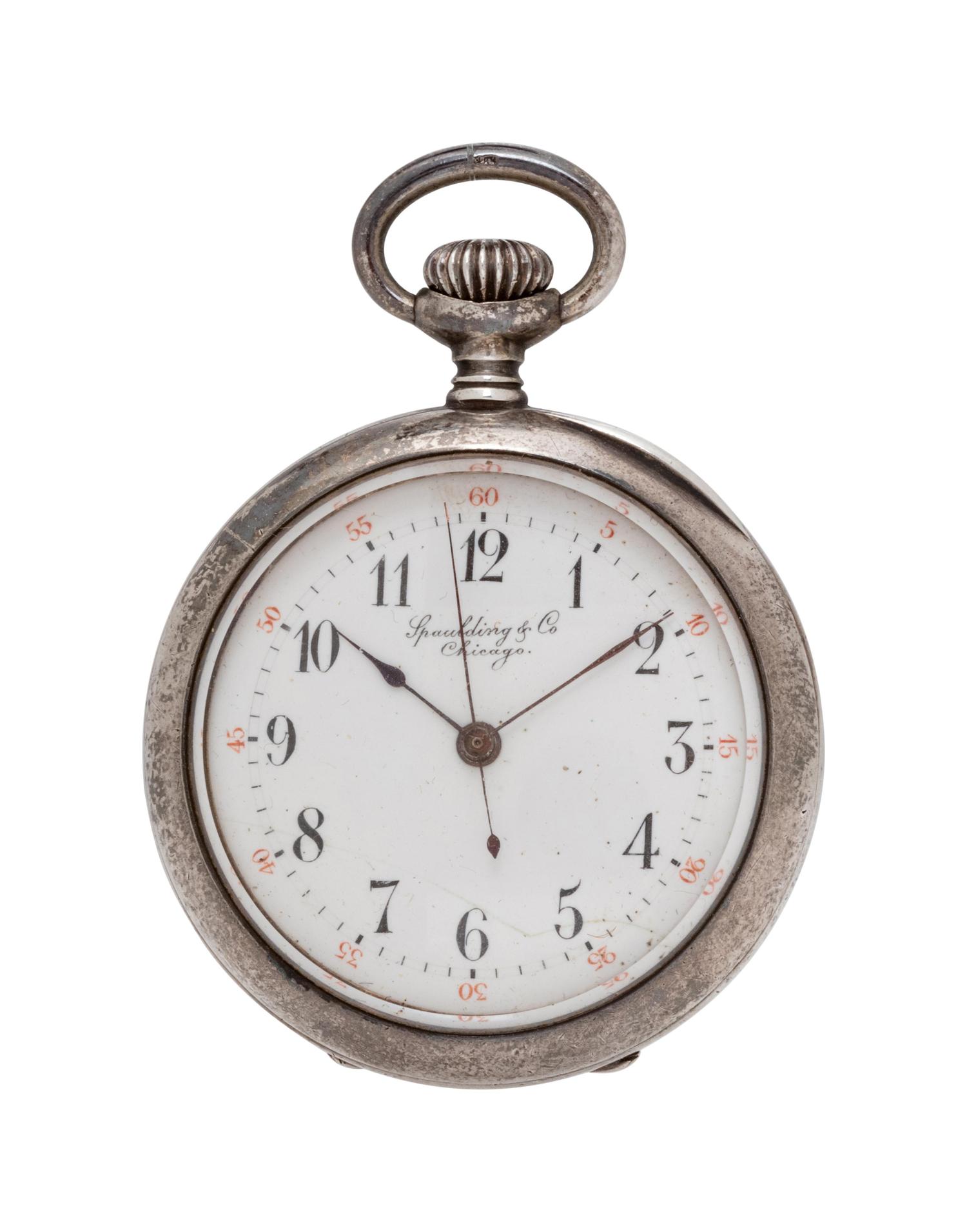 A Sterling Silver Open Face Pendant Watch, Spaulding & Co.,