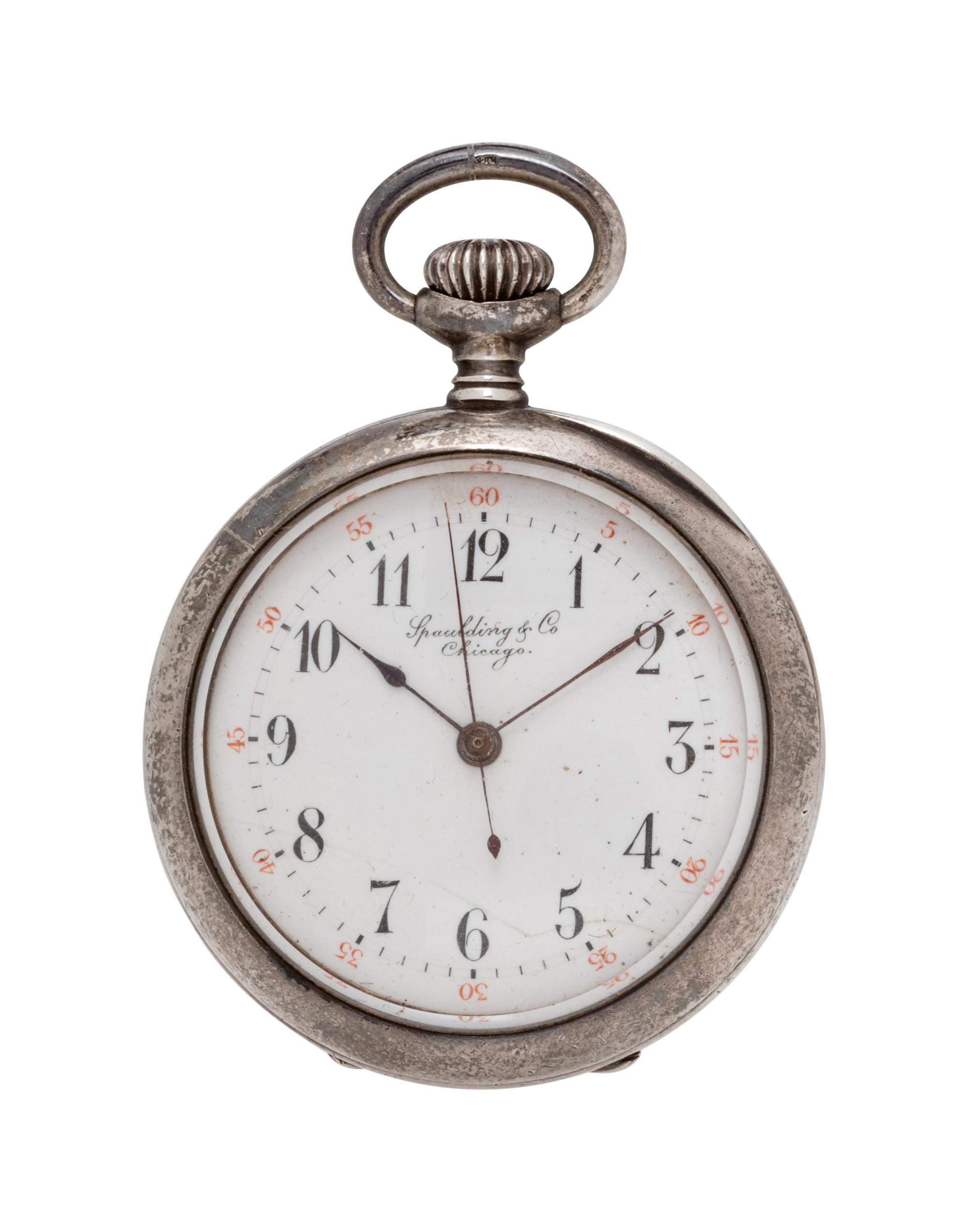 A Sterling Silver Open Face Pendant Watch, Spaulding & Co.,