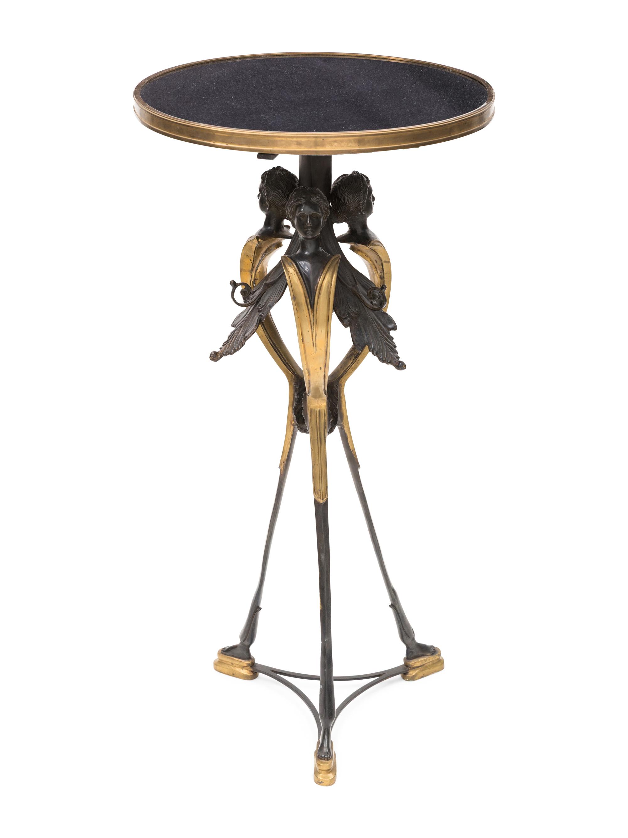 A Gilt and Patinated Bronze and Granite-Top Guéridon