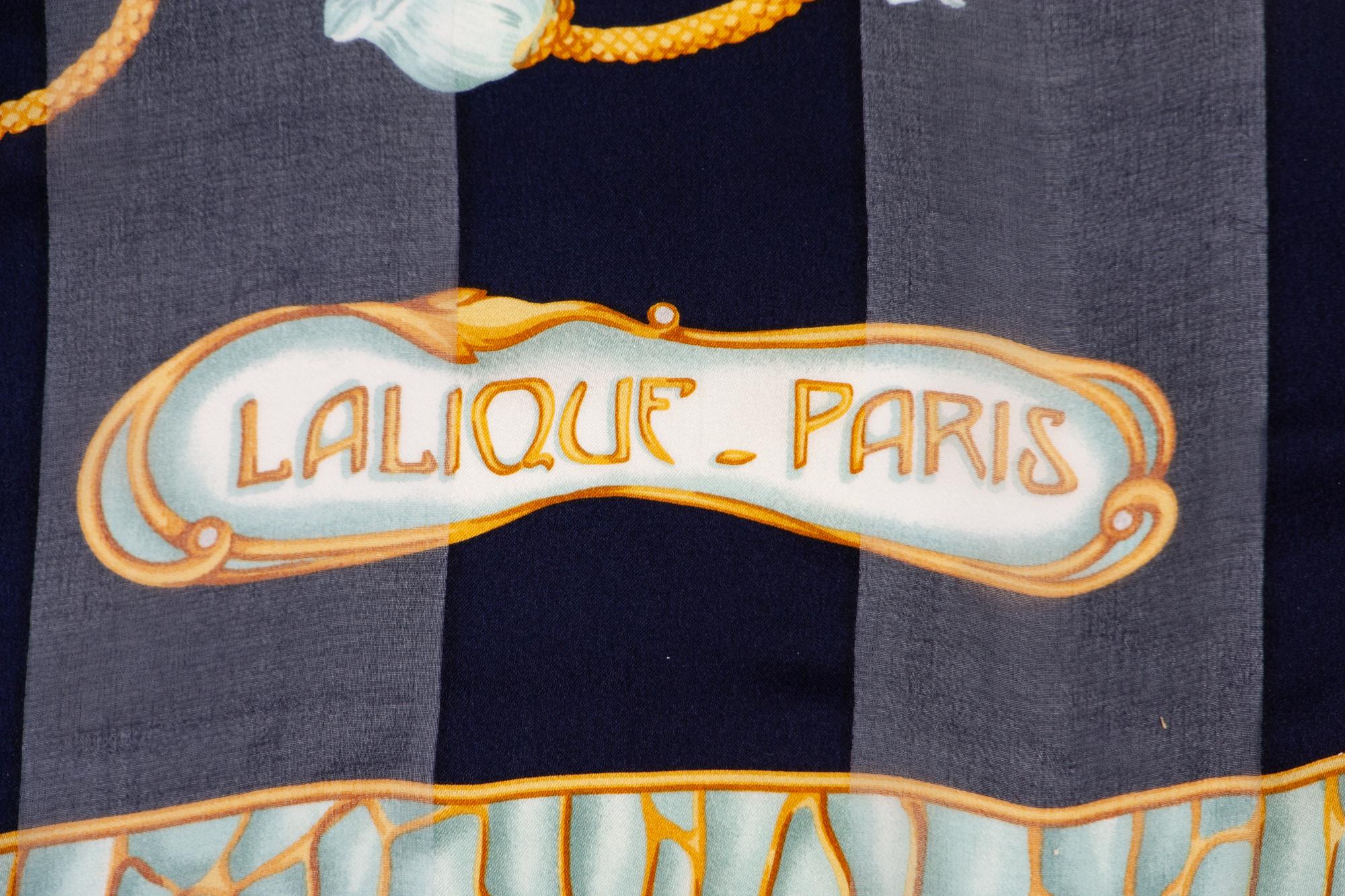 Four Designer Silk Scarves Including Lalique, Gucci, and YSL