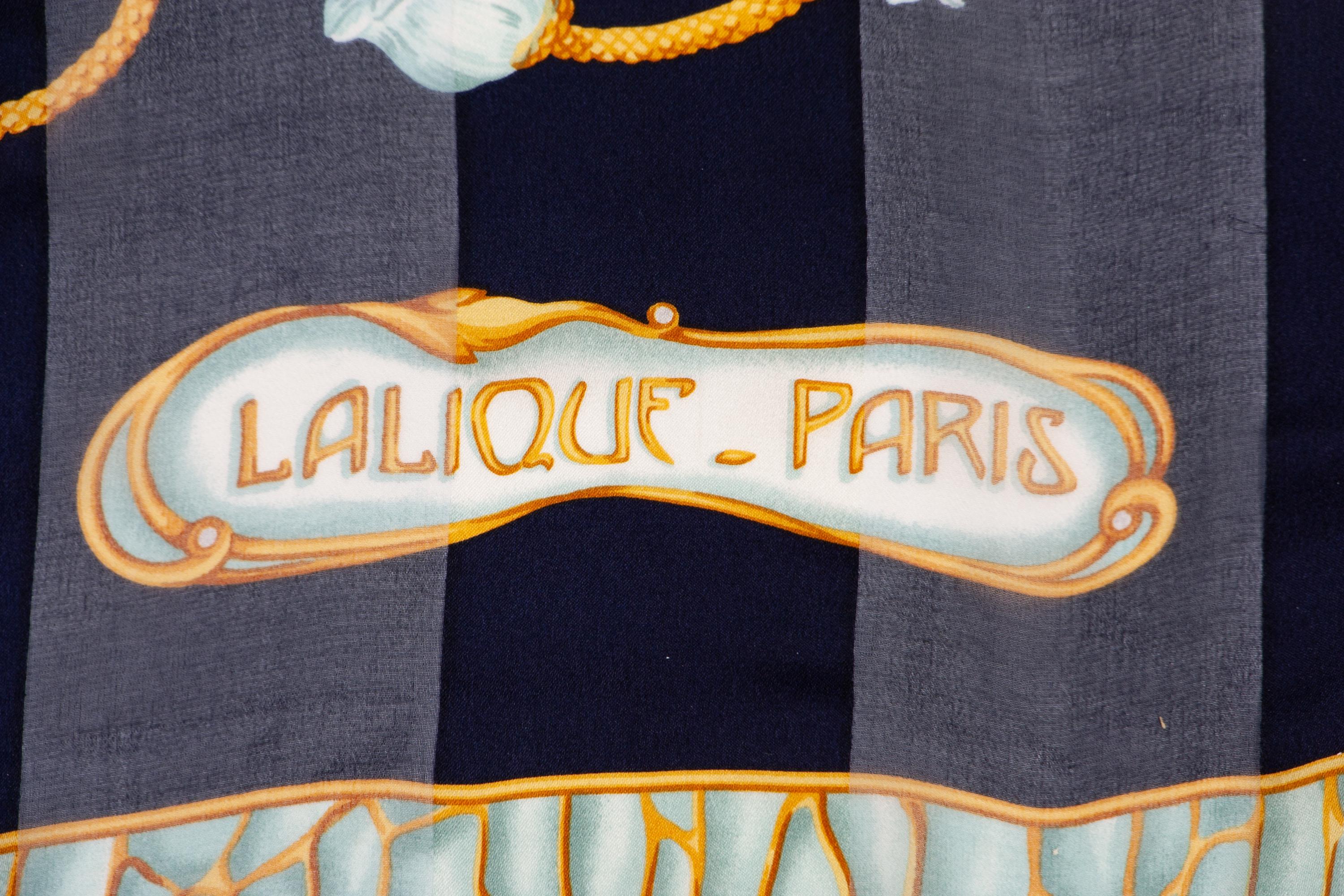 Four Designer Silk Scarves Including Lalique, Gucci, and YSL