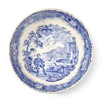 A Staffordshire Historical Transferware Franklin and Kite Pattern Punch Bowl and Basin