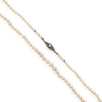 Cultured Pearl Necklace with Diamond and Platinum Clasp
