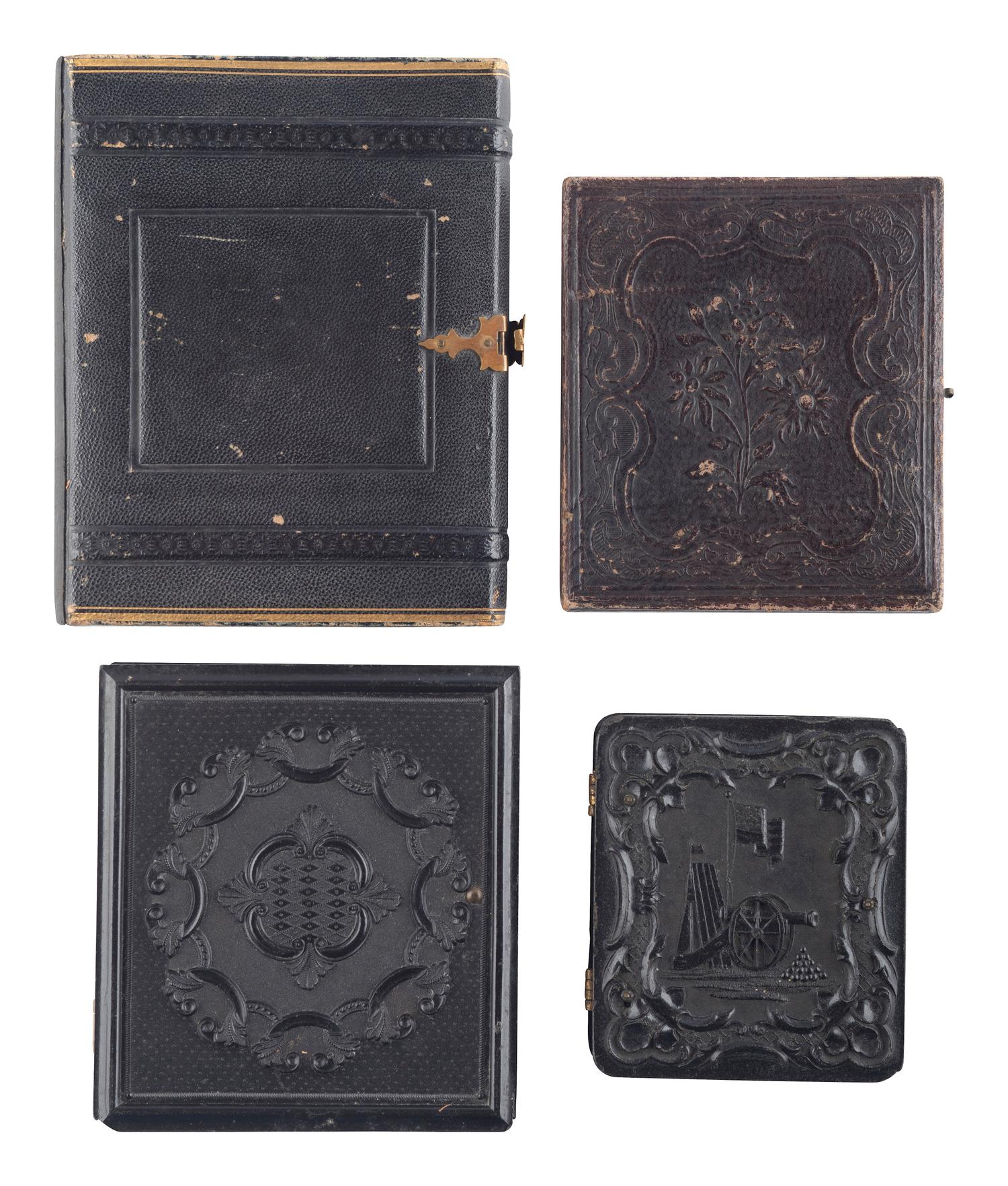 [EARLY PHOTOGRAPHY]. A group of 12 daguerreotypes, ambrotypes, and tintypes of couples housed in 8 cases, including some Union cases.