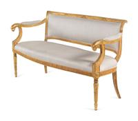 A Pair of Northern Italian Giltwood Sofas with Griffin Supports