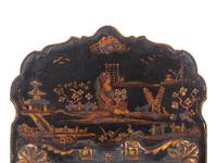 A Pair of Queen Anne Style Black Japanned Mirrors