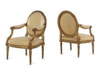 A Set of Four Louis XVI Giltwood Fauteuils