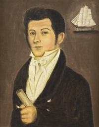 American School 20th century, Portrait of a Man with Ship
