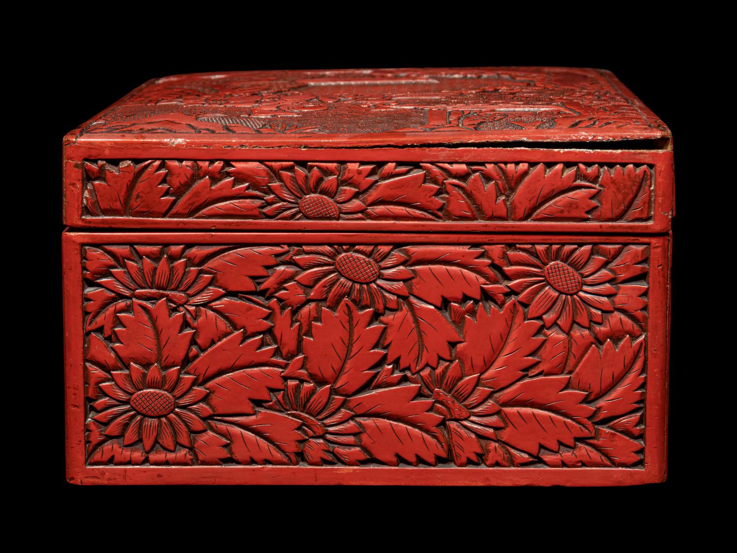 Four Chinese Carved Red Lacquer Articles