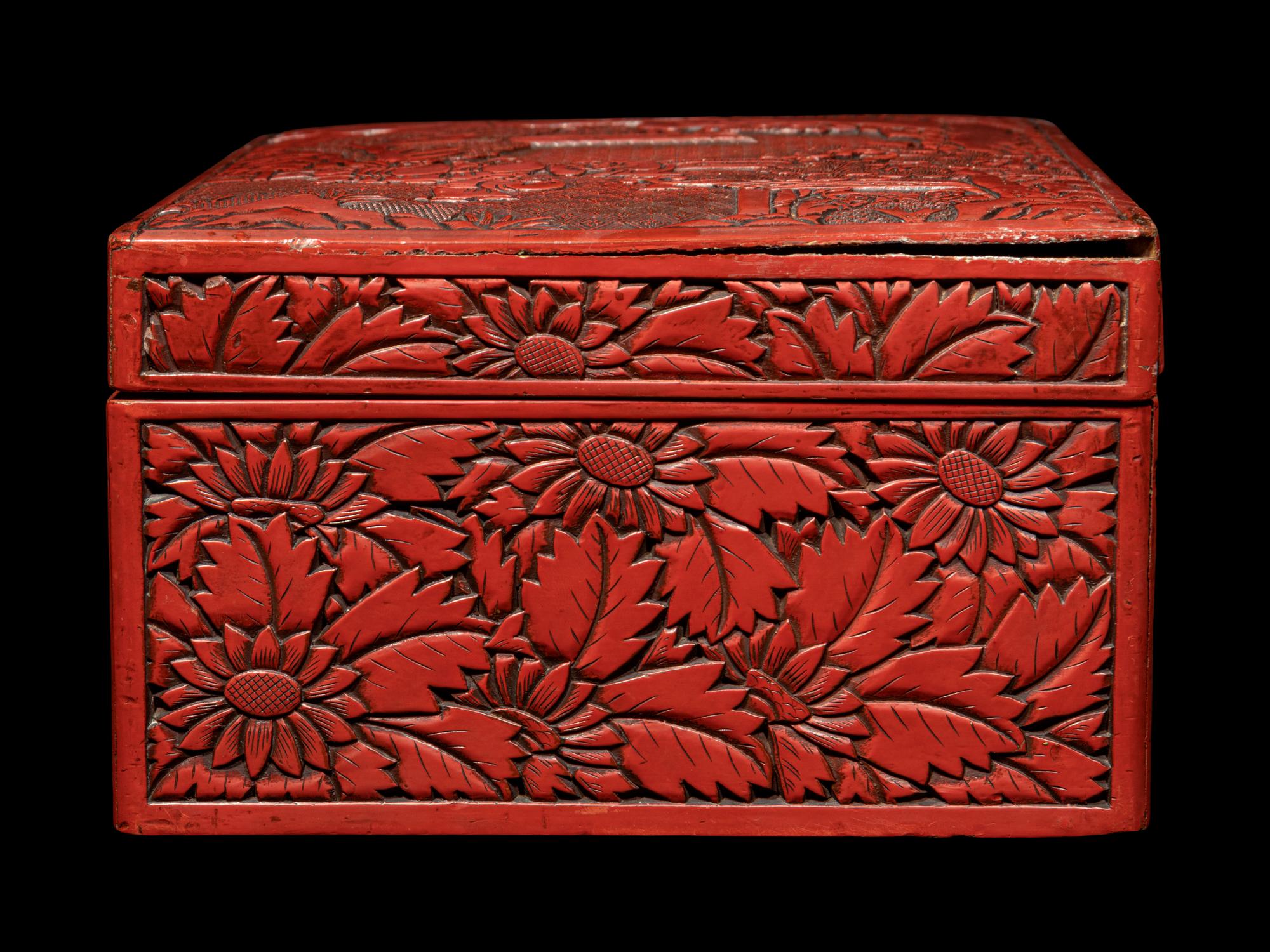 Four Chinese Carved Red Lacquer Articles