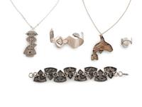 Cast Sterling Sterling Silver Inlaid Jewelry