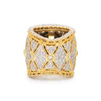 BICOLOR GOLD, DIAMOND, AND CULTURED PEARL RING