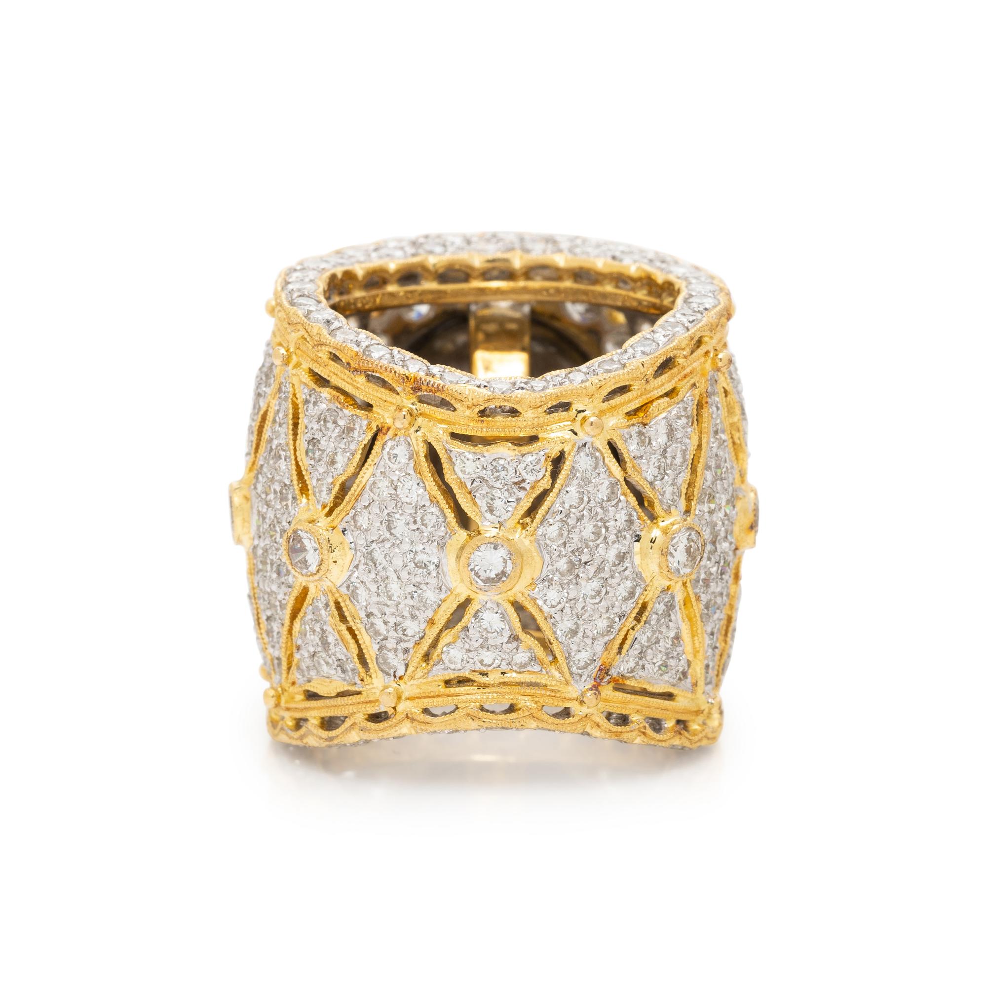 BICOLOR GOLD, DIAMOND, AND CULTURED PEARL RING