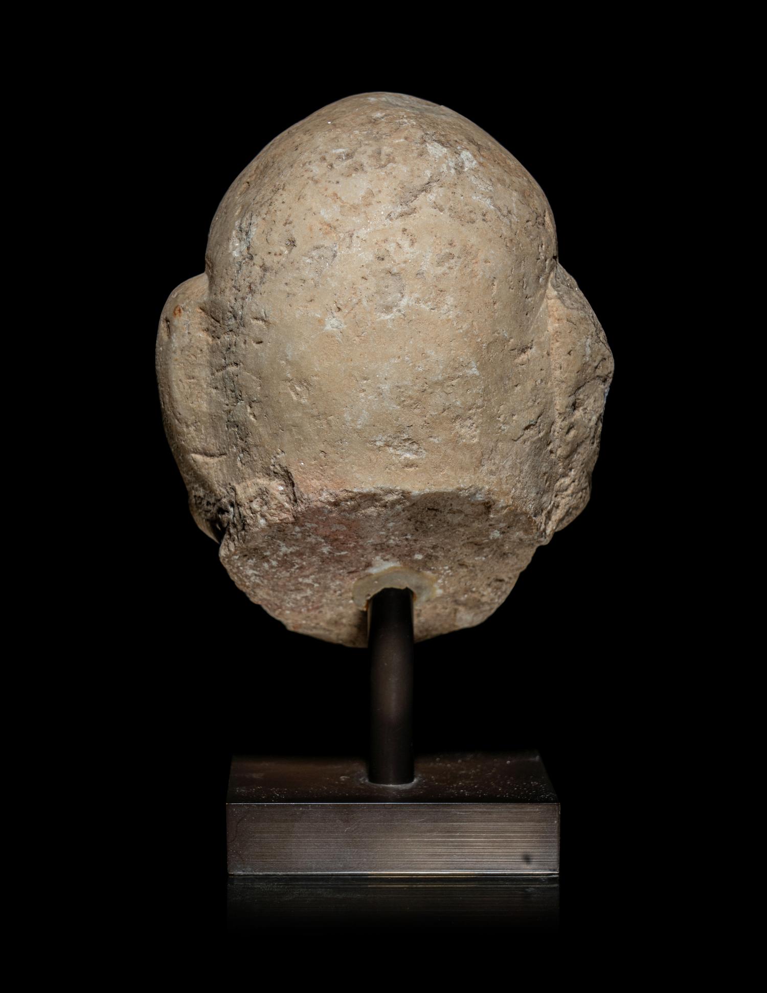 A Chinese Marble Carved Head of a Luohan