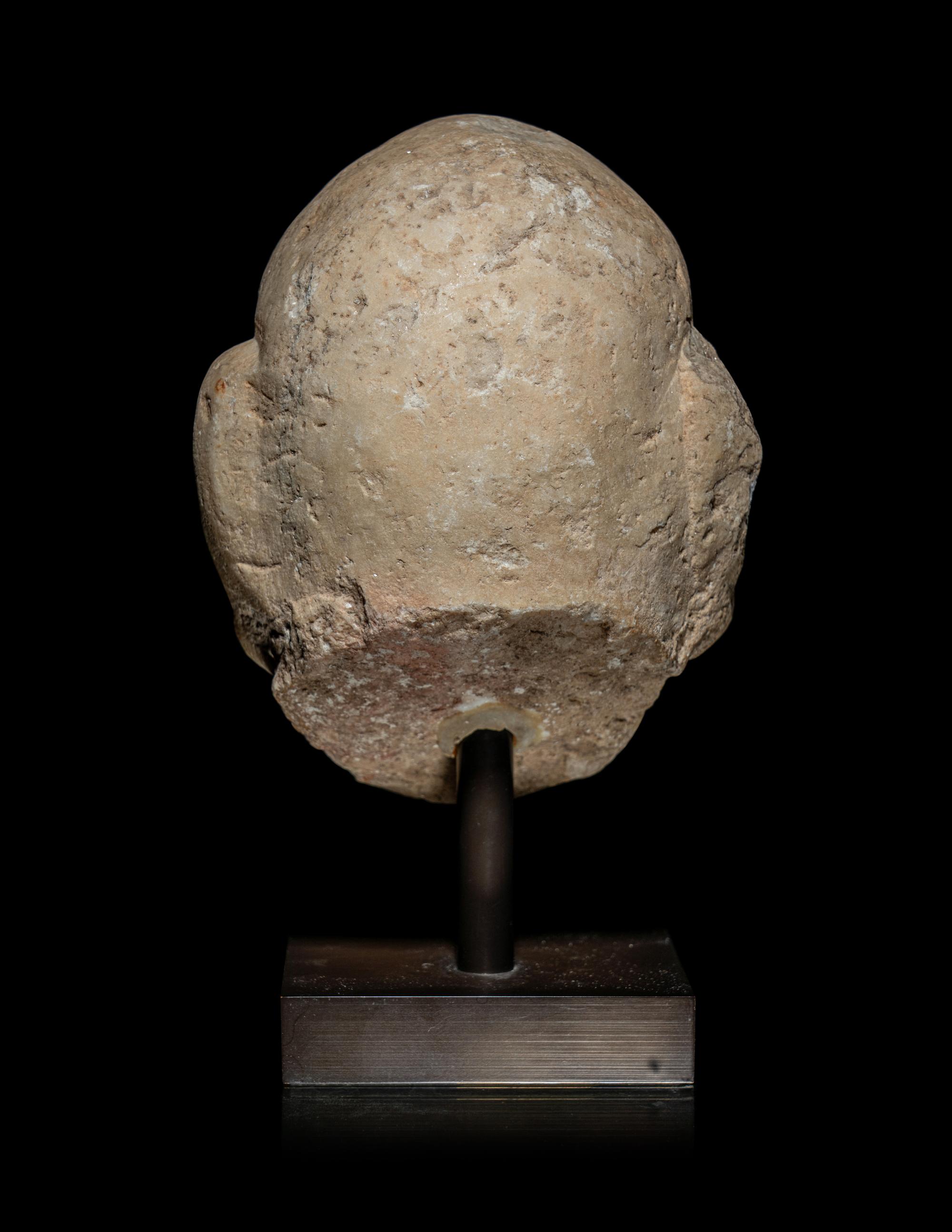 A Chinese Marble Carved Head of a Luohan